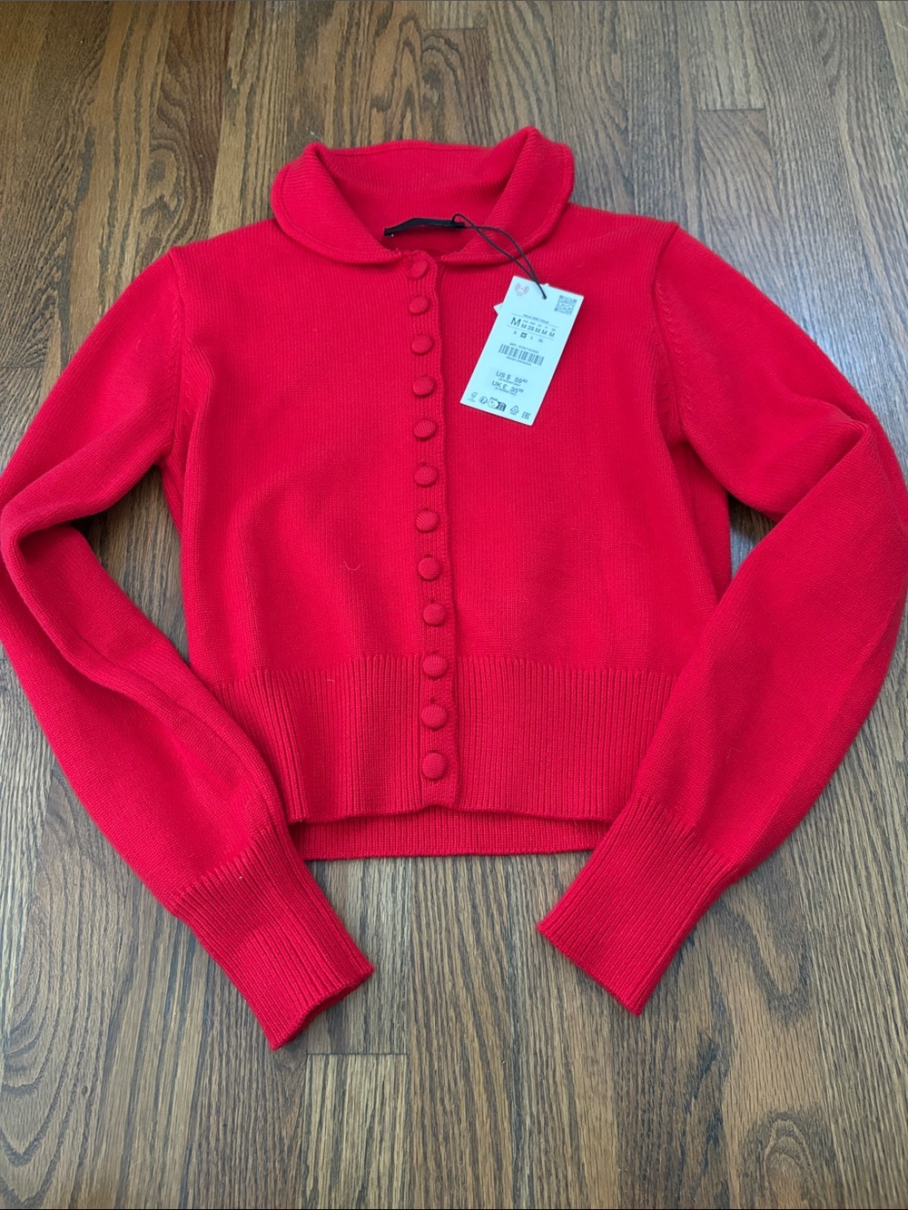 Zara Red Button-Front Women's Cardigan